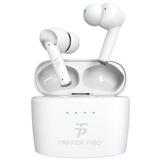 tri tek pro active noise cancelling earbuds  white