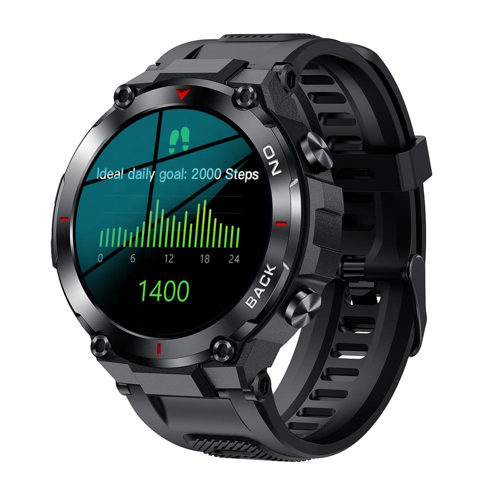 tri tek pro gps smartwatch with step counter display showing on screen