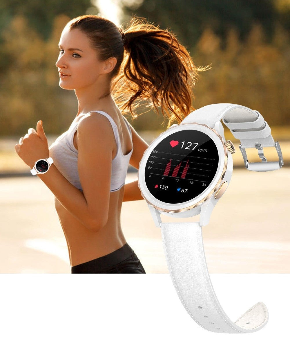 lady running with tri tek pro white fashion smart watch
