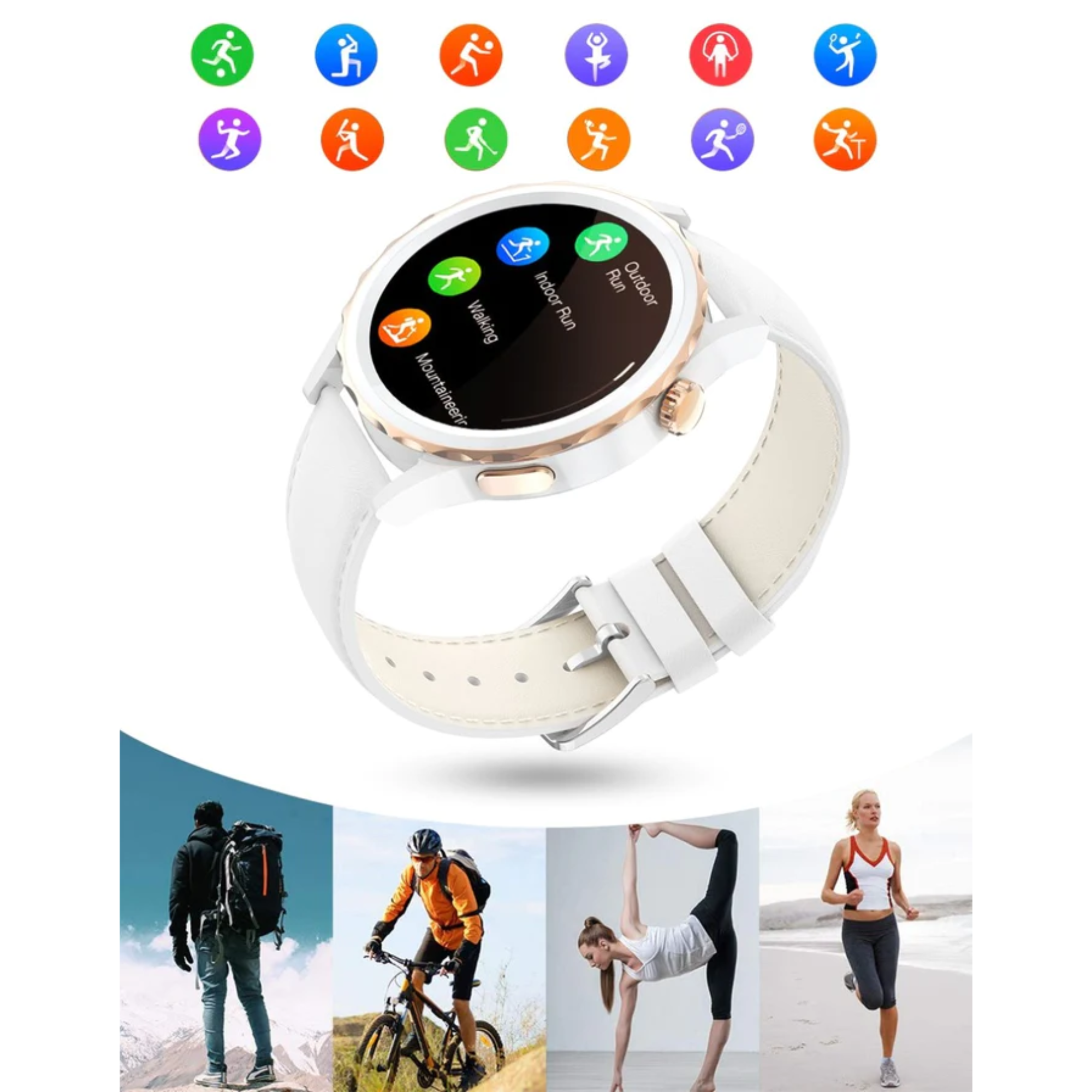 tri tek pro smart watch  with life style pictures