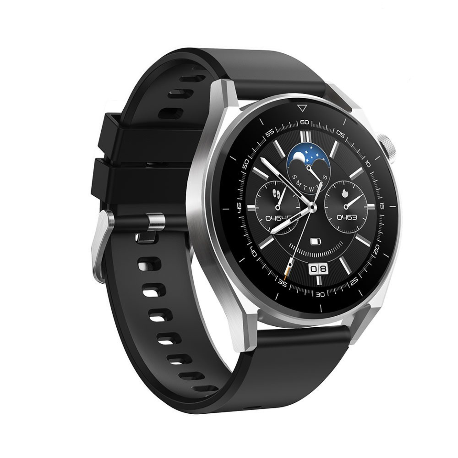 smartwatch fitness track- stainless steel round watch case