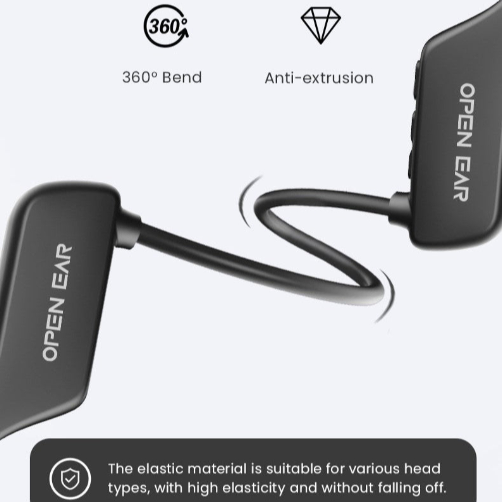 tri trk pro bone conductor headphones showiing how flexible 
