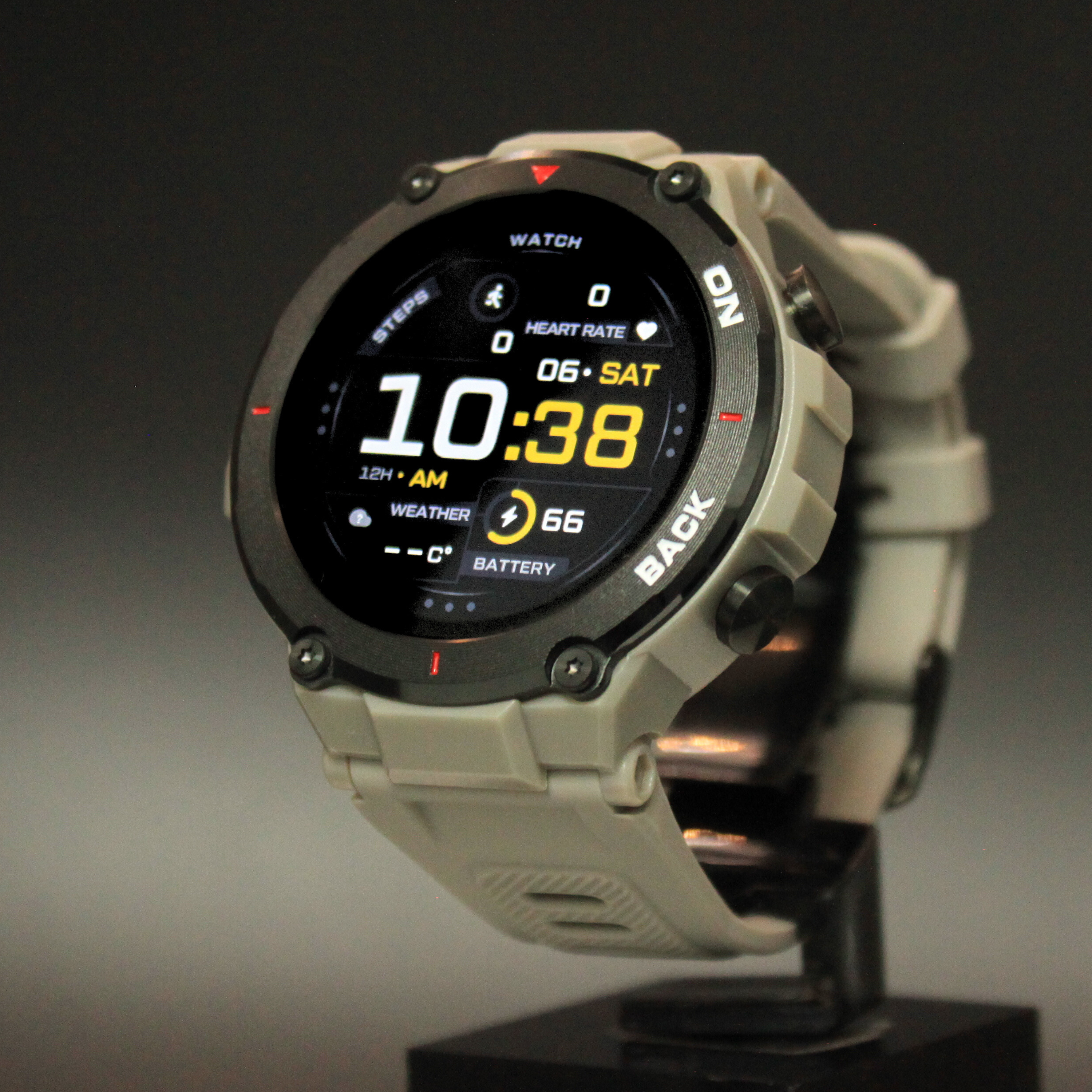 gps running watch on stand