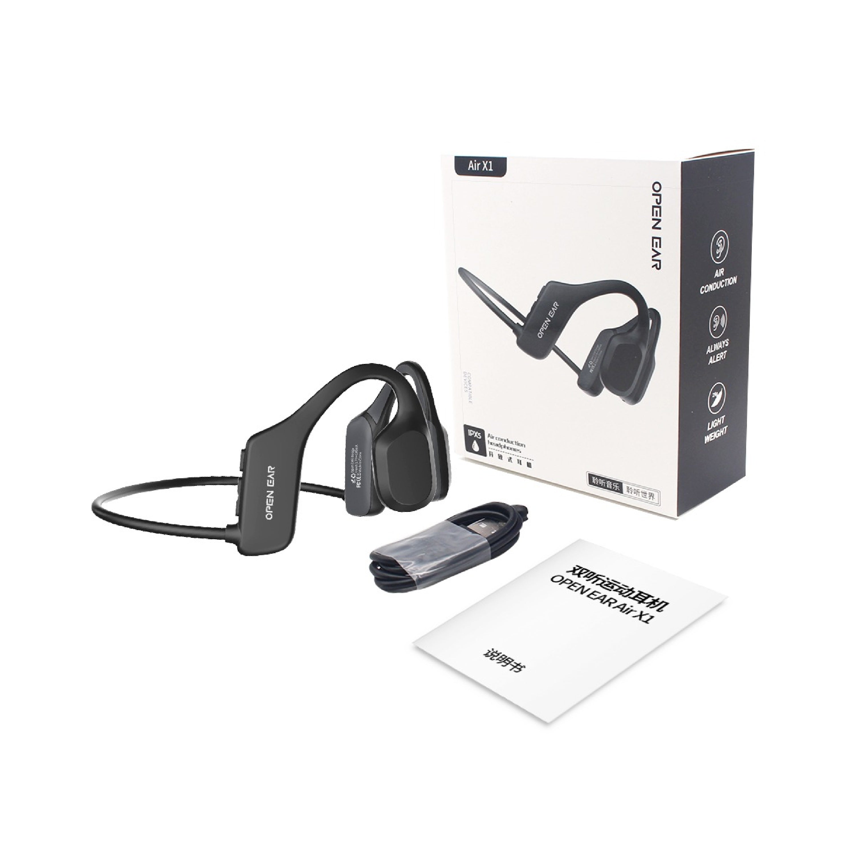 Tri-Tek Pro X1 Bone Conduction Headphones-Bluetooth Lightweight Secure Fit